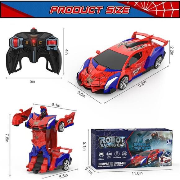 Transform Rc Cars for Boys 4-7 8-12, 2.4Ghz Remote Control Car 1:18 Scale - Picture 6 of 7